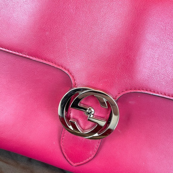 Gucci GG Logo Pink Leather Shoulder Bag Crossbody - Picture 5 of 16